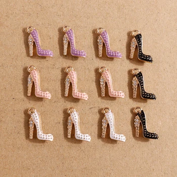 10buc Destul de Email Printesa Pantofi cu Toc Farmece Pandantive pentru a Face Bijuterii DIY Coliere Cercei Brățară Accesorii