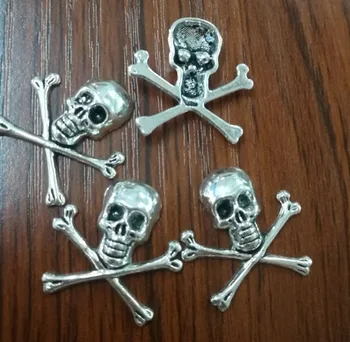 12pcs Argint Tibetan skull & bones constatările X0108
