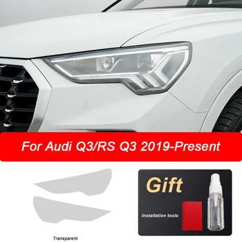 2 buc far Auto cu folie protectoare pentru Audi Q3 F3 RSQ3 Sportback 2019-Pe stop negru transparent TPU autocolante accesorii
