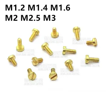 200pcs/lot Lustruit M1.2 M1.4 M1.6 M2 M2.5 M3 DIN84 Alamă brânză cap crestat șurub de cupru șuruburi pentru mașini GB65