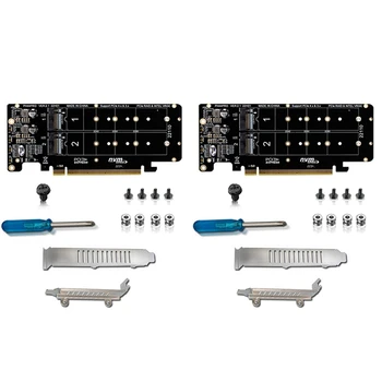2X PCIE X16 Cu M. 2 M-Cheia Nvmex4 SSD 2U Server Riser Card față-Verso 4-Disc NVME RAID PCI-EX16 Split Card