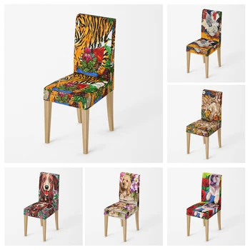Acasa scaun de acoperire pictură în Ulei în stil scaune de bucatarie Coversadjustable de luat masa elastic fabricchairs huse scaun de acoperire pentru nunta