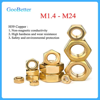 Alamă solidă Hex Hexagon Nuts pentru M1.4 M1.6 M2 M2.5 M3 M4 M5 M6 M8 M10 M12 M14 M16 M18 M20 M22 M24 Elemente De Fixare Șurub Bolt