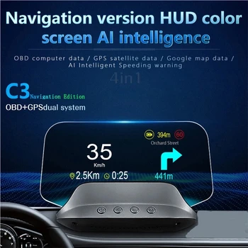 C3 Plus OBD2 HUD Navigație Auto Proiector GPS EOBD Vitezometru cu Display Head-Up Accesorii Auto, Computer de bord