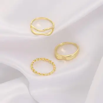 Cadouri Coreea De Aur De Metal De Culoare Argintie Răsucite Lanț Neregulate Femei Bijuterii Degetul Arătător Ring Inele Set