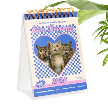 Cat Calendar De Birou 2024 Mini-Calendar De Birou 2024 Ridice Calendar Calendar Desktop Cu Abtibilduri 2024 Unic Desktop Calendar