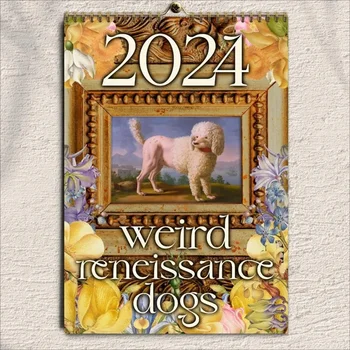 Ciudat Medieval Câini 2024 Calendar Ciudat Renașterii Câini 2024 Retrowall Calendarul Medieval Anti-Rupere De Câini Calendar De Perete