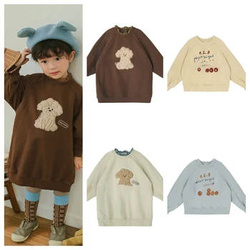 Copii Pulovere pentru Fete 2023 Iarna SUNT coreean Copilul Fete Drăguț Cherry Imprimare de Pluș Tricou Rochie Copii Uza
