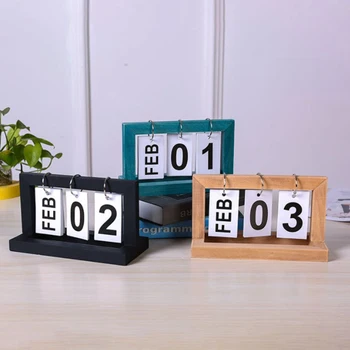 Din lemn de Epocă Acasă Calendar Cafe Desktop Decorative Rustice Ornamente DIY Flip Planificator Masă Calendar Perpetuu Rechizite de Birou