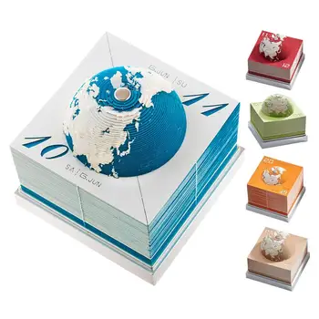 Earth 3D Calendar 2024 Calendar de Birou Creative Sculpturi Pământ se desprind de Hârtie Sculptură Lipicios DIY Notă pentru Școală Biroul de Acasă