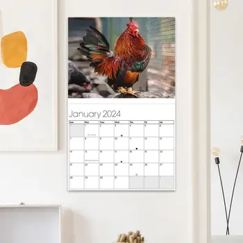 Hangable Cocoș Calendar De Perete Amuzant Calendare 2024 Perete Planner Lunar Calendar De Perete Pentru Familie Calendar De Organizare Planificare