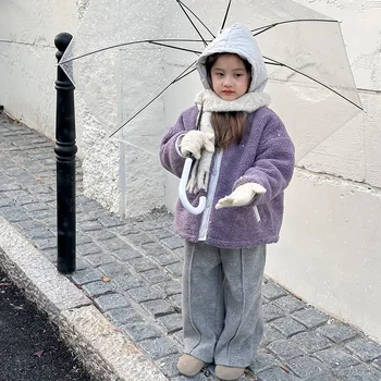 Imbracaminte copii Fete Haina 2023 Iarna coreeană Stil la Modă de Bumbac captusite Mozaic Pufos Gros de Cald pentru Copii Haina Casual
