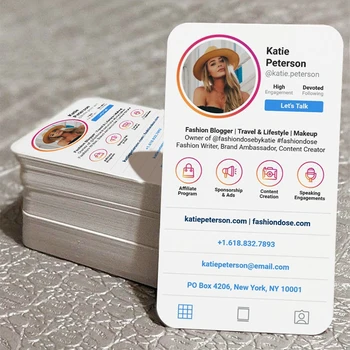 Instagram Sociale Carduri de mass-Media pentru Afaceri Mici 50-500 Piese Moderne, Fotografie Minim de Asteptare Carduri Cu Logo-ul QR Code Colț Rotund