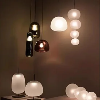 LED Nordic Sticla Pandantiv Lumini Dormitor Sufragerie Loft corp de Iluminat Suspensie Multicolore Lămpi de Noptieră Decor Acasă Atârnă Lampa