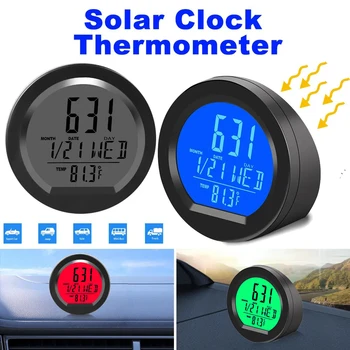 Masina solara Ceas Digital, Data Saptamana Termometru LCD Ecran Luminos pentru tabloul de Bord Masina Ceas de Automobile Interne Pe Stick