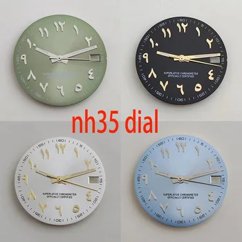 NH35 dial 28.5 mm Roz Arabe, cadran luminos cadran de Argint din oțel inoxidabil convex arabă dial Watch accesorii