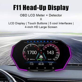 OBD2 GPS Sistem Dual de Diagnosticare Auto Head Up Display F11 Ecran LCD de Apa Temperatura Ulei HUD de Alarmă de Securitate de 4 Inch Vitezometru