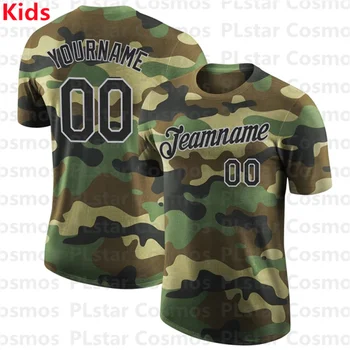 Personalizate de Camuflaj Negru-Gri Performanță Salut La Serviciul T-Shirt Copii Haine Imprimate 3D de Fotbal pentru Copii Jersey Boys Topuri Fata Tees
