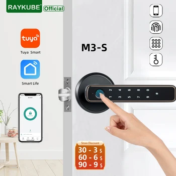 RAYKUBE M3-S Tuya BLE Inteligent de Amprente de Blocare a Ușii Electronic de Blocare cu Parola/Cheie/Smartlife/Tuya APP de la Distanță Pentru a Debloca Dormitor