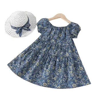 Rochie de vara pentru Fetita Maneci Scurte O-gât Guler Rosu Portocaliu Albastru Verde Florale Rochie de Printesa de Îmbrăcăminte pentru copii 1-7ani Fete