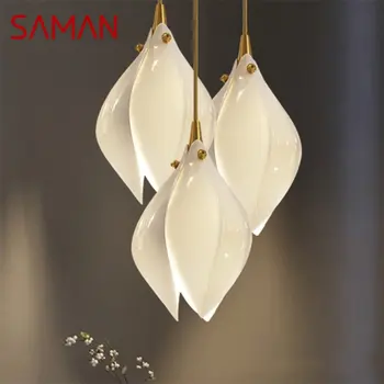 SAMAN de Lux Candelabru Modern de Iluminat cu LED de Creație Ceramică Magnolia Petale de Decor Pentru Living Dining Dormitor