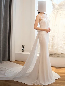 Sirena Elegant pentru Femei Rochii de Seara Aplicatii Curtea Tren de Mireasa, Rochii de Ocazie Formale Vestido De Noiva robe de mariée