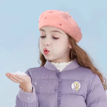 Stil coreean Toamna și Iarna Pearl pentru Copii Bereta 6-8 Ani Fetița Perla Pălărie Pălărie de Dovleac Copii Pălărie
