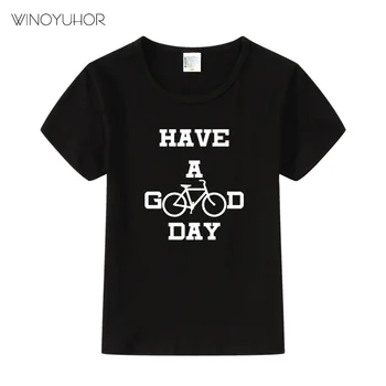 Să Aveți O Zi Bună Amuzant Biciclete Imprimate T-Shirt Pentru Copii Copii De Vară Drăguț Tricou Băieți Și Fete Desene Animate Topuri Haine