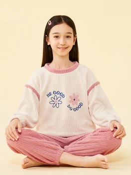 Toamna Iarna Flanel Copii Pijama Set Miniso Anime Kawaii Fata Calde Pijamale Copii Homewear Coral Fleece Set Pijama
