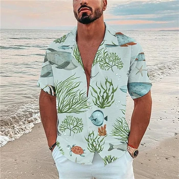 Vara Copac de nucă de Cocos de Imprimare Tricou de Imprimare 3d Hawaiian Beach Shirt Pentru Barbati cu Maneci Scurte Tendință de Moda Tricou Supradimensionat Camisa