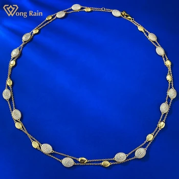 Wong Ploaie de Epocă 18K Aur Placate cu Argint 925 Laborator Safir Piatră prețioasă Strălucitoare Colier de Femei Cadouri Bijuterii Transport Gratuit