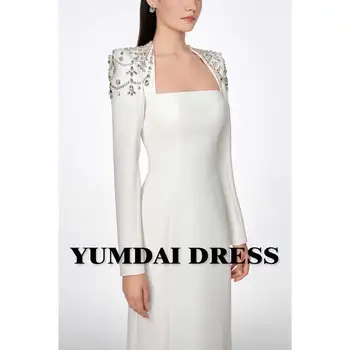 YUMDAI Elegant Dubai Mireasa Alb Stras Maneca Lunga Rochie de Mireasa 2024 Ocazie Specială Oficială de Oaspeți Partid Rochie de Seara