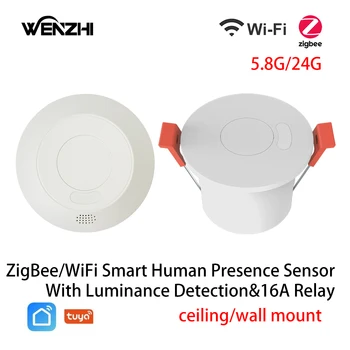 ZigBee/Wifi Mișcare MmWave Senzor de Prezență Pentru Iluminat 110/220V Wireless, Comutator On/Off cu Releu Tuya de Viata Inteligente de Automatizare Acasă DIY